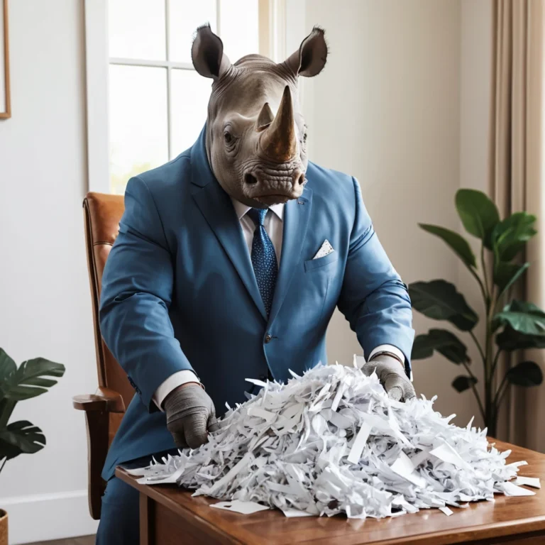 Rhino shredding papers for residential.